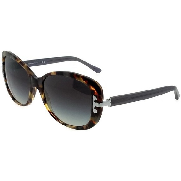 Tory Burch Rectangle Porchini Tortoise Shell/Milky Grey Sunglasses EUC - Picture 8 of 9